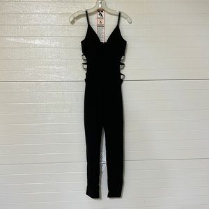 Windsor - Black Jumpsuit with Silver Sequence Open Sides